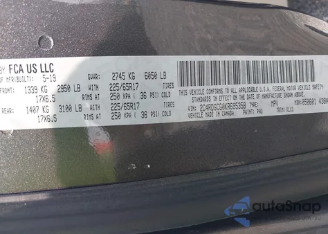 2019 Dodge Grand Caravan Sxt from USA, damaged, VIN 2C4RDGCG0KR695358